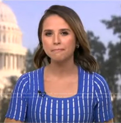 Elizabeth Schulze’s blue striped dress on Good Morning America