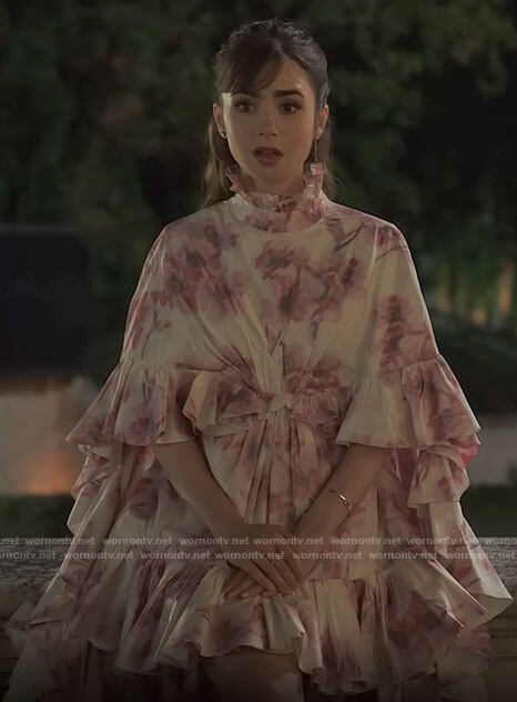WornOnTV: Emily's feather cape and pink cutout dress on Emily in