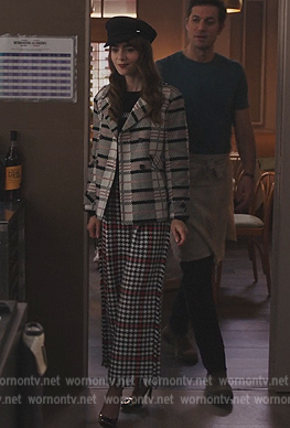 Emily’s plaid blazer and pants on Emily in Paris
