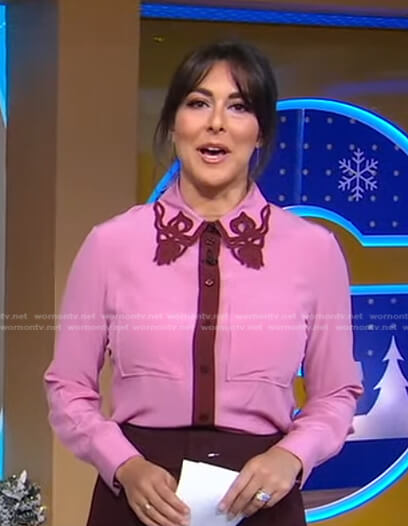 Erielle’s pink embroidered collar blouse on Good Morning America