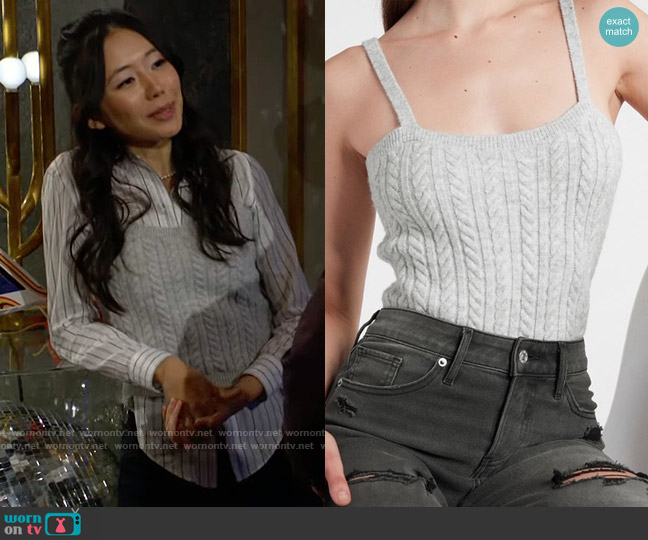 Express Cable Knit Cami Sweater worn by Allie Nguyen (Kelsey Wang) on The Young and the Restless