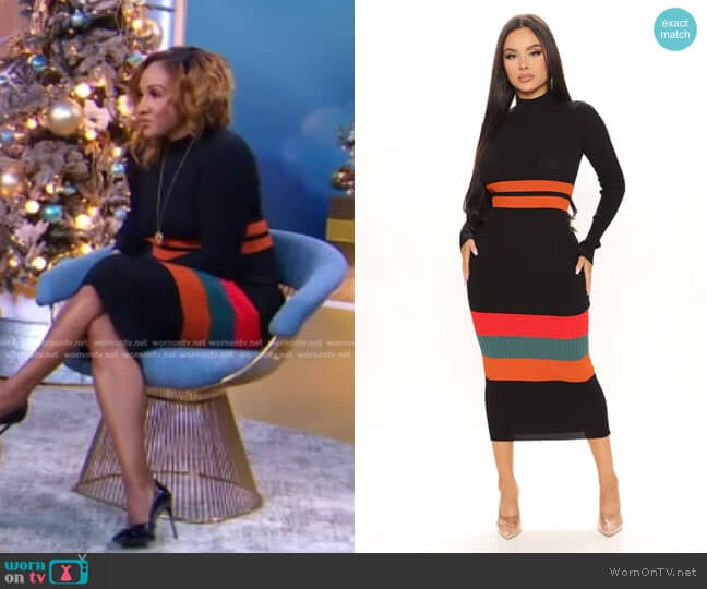 Fashion Nova Amazing Grace Sweater Midi Dress worn by Nona Jones on Good Morning America