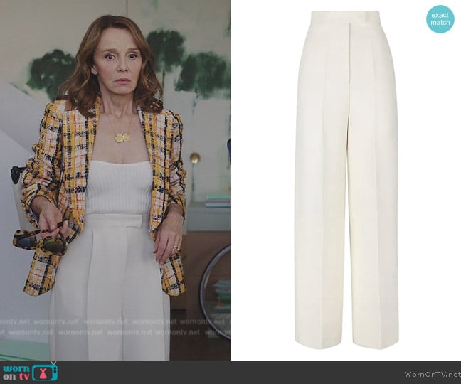 WornOnTV: Sylvie's orange blouse and white high waist pants on Emily in  Paris, Philippine Leroy-Beaulieu