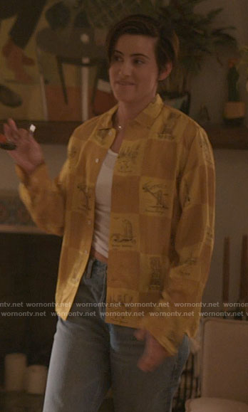 Finley's yellow checkered print shirt on The L Word Generation Q