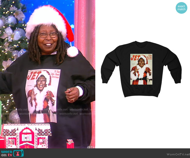 For The People Boutique at Etsy Esther Rolle Black Santa Clause Sweatshirt worn by Whoopi Goldberg on The View