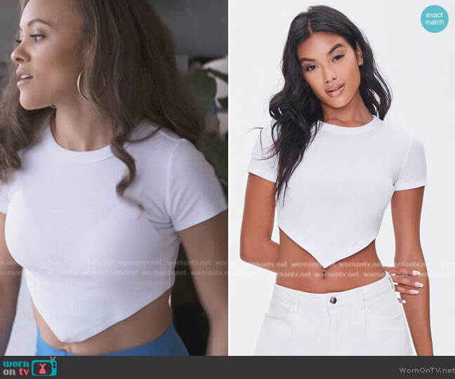 Forever 21 Cropped Rib-Knit Tee worn by Ashley Darby on The Real Housewives of Potomac