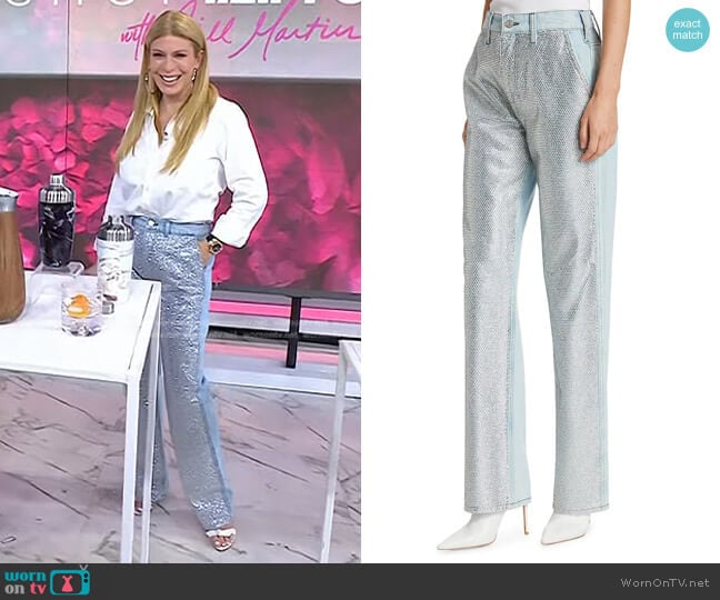 Frame Rhinestone Straight Leg Jeans worn by Jill Martin on Today