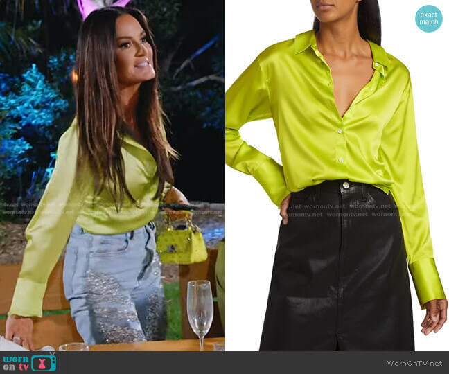 Frame The Standard Satin Shirt worn by Lisa Barlow on The Real Housewives of Salt Lake City