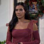 Gabi’s pink ribbed sheer strap top on Days of our Lives