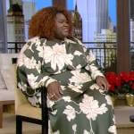 Gabourey Sidibe’s green floral print maxi dress on Live with Kelly and Ryan