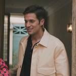 Gabriel’s beige leather jacket on Emily in Paris