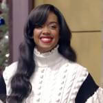 Gabriella Wilson’s white contrast turtleneck sweater on Live with Kelly and Ryan