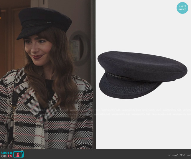Galeries Lafayette Casquette De Marin Pamaret worn by Emily Cooper (Lily Collins) on Emily in Paris