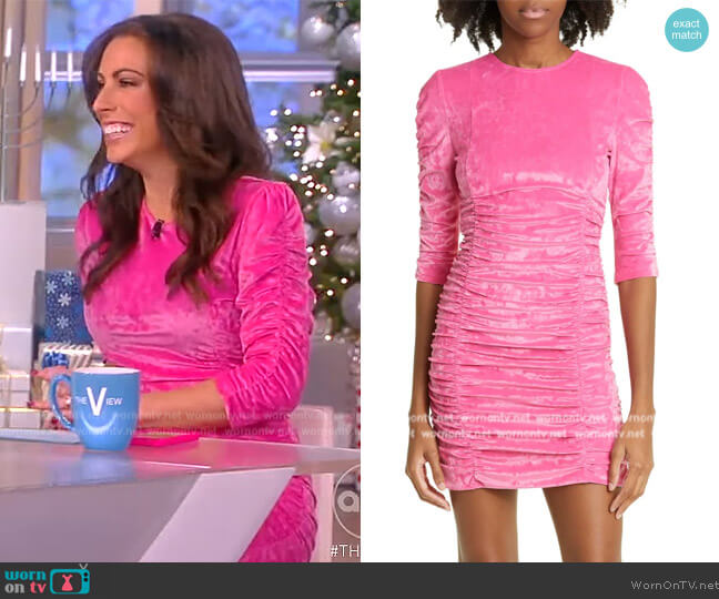 Ganni Ruched Crushed Velvet Dress worn by Alyssa Farah Griffin on The View