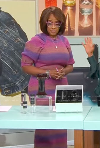 Gayle King's pink ombre sweater dress on CBS Mornings