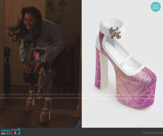 GCDS Crystal Divine Heels worn by Mindy Chen (Ashley Park) on Emily in Paris