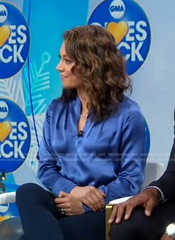 Ginger's blue satin blouse on Good Morning America