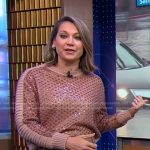 Ginger’s brown embellished sweater on Good Morning America