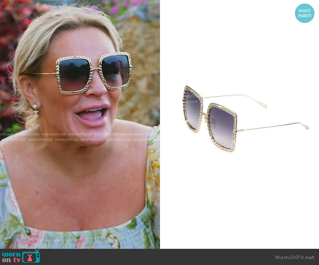 Gucci Chain 57MM Square Sunglasses worn by Heather Gay on The Real Housewives of Salt Lake City