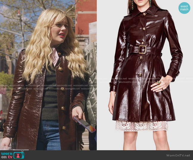 Gucci Light Patent Leather Belted Trench Coat worn by Audrey Hope (Emily Alyn Lind) on Gossip Girl