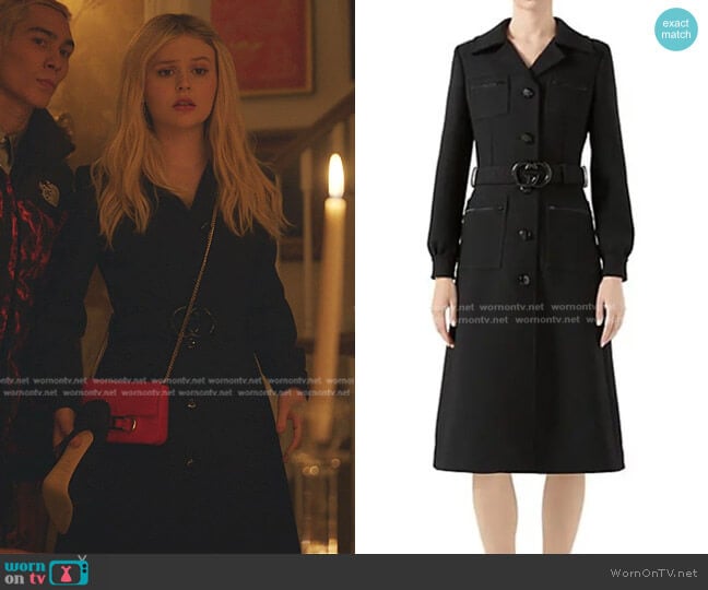 Gucci GG Belt Wood Coat worn by Audrey Hope (Emily Alyn Lind) on Gossip Girl