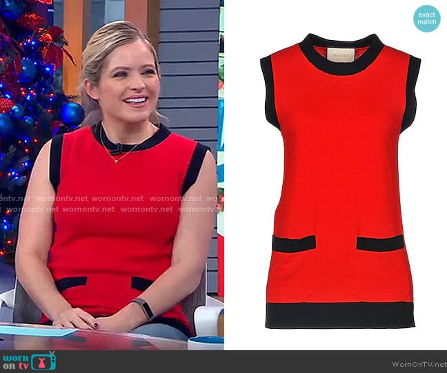 Gucci Contrast Sweater worn by Sara Haines on Good Morning America