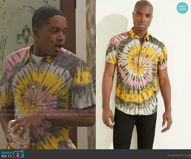 Guess Eco Spiral Tie-Dye Shirt worn by Booker Baxter (Issac Ryan Brown) on Ravens Home