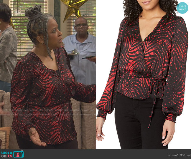 WornOnTV: Tanya’s red palm print top on Ravens Home | Clothes and ...