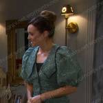 Gwen’s green floral puff sleeve dress on Days of our Lives