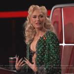 Gwen’s green sequin jacket and jeans on The Voice