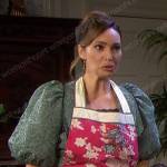 Gwen’s pink floral apron on Days of our Lives