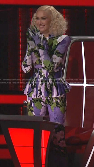 Gwen's floral peplum jumpsuit on The Voice
