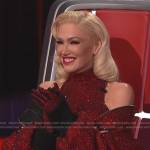 Gwen’s red embellished jumpsuit and jacket on The Voice
