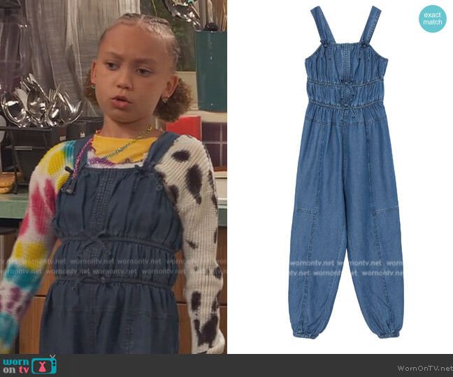 Habitual Kids Gathered Jumpsuit worn by Alice Baxter (Mykal-Michelle Harris) on Ravens Home
