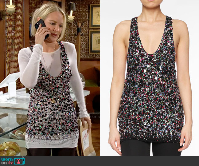 Haider Ackermann  Sequin Tank Top worn by Sharon Newman (Sharon Case) on The Young and the Restless