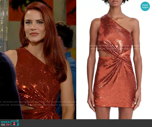 Halston Val Dress in Orangeade worn by Sally Spectra (Courtney Hope) on The Young and the Restless
