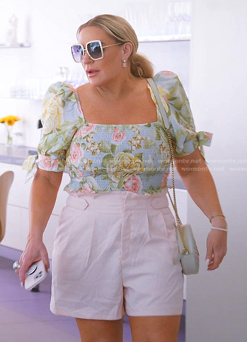 Heather's floral smocked top on The Real Housewives of Salt Lake City