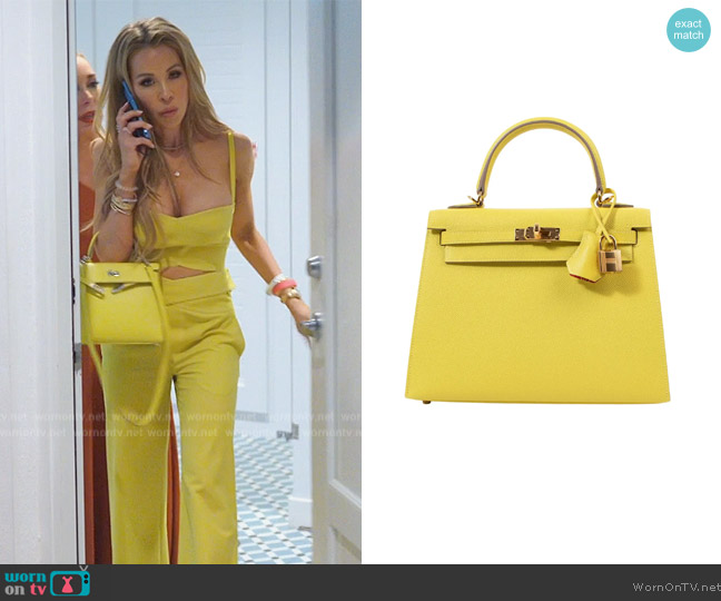 Hermes Kelly 25 in Lime and Bougainvillier worn by Lisa Hochstein (Lisa Hochstein) on The Real Housewives of Miami