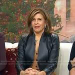 Hoda’s brown ribbed dress and black jacket on Today
