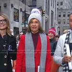 Hoda’s red coat and pom pom beanie on Today