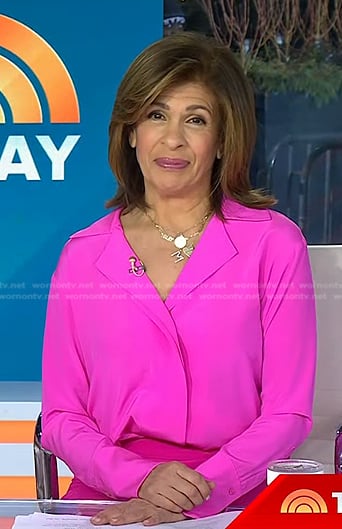 Hoda’s pink notch collar blouse on Today