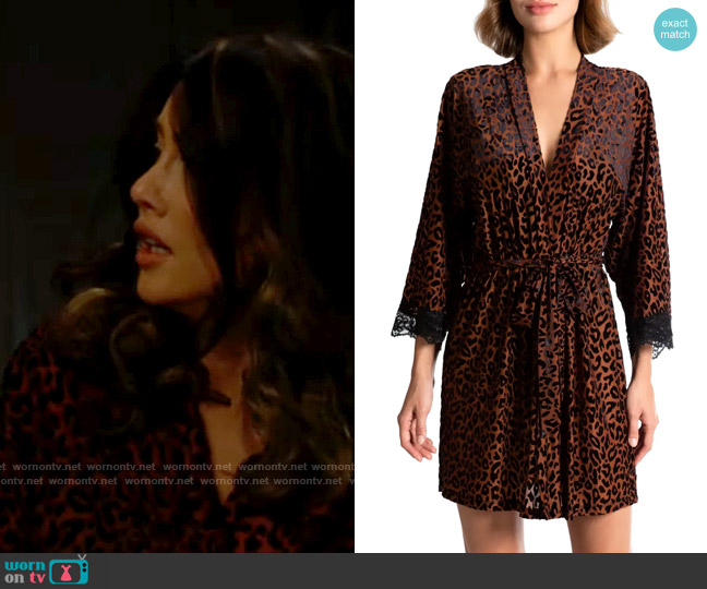 In Bloom by Jonquil Leopard Print Velvet Wrap worn by Steffy Forrester (Jacqueline MacInnes Wood) on The Bold and the Beautiful