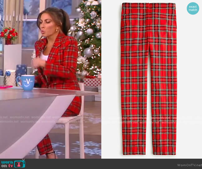J. Crew Full-length Kate straight-leg pant in Good Tidings plaid wool worn by Alyssa Farah Griffin on The View