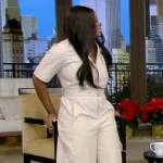 Janelle James’ ivory leather jumpsuit on Live with Kelly and Ryan