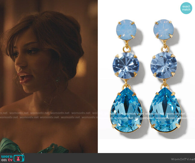 Jennifer Behr Aileen Crystal Drop Earrings worn by Monet de Haan (Savannah Lee Smith) on Gossip Girl