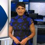 Jericka’s black and blue floral lace dress on CBS Evening News