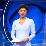 Jericka’s lilac v-neck dress on CBS Evening News