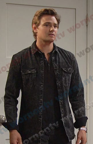 Johnny's black washed denim shirt on Days of our Lives