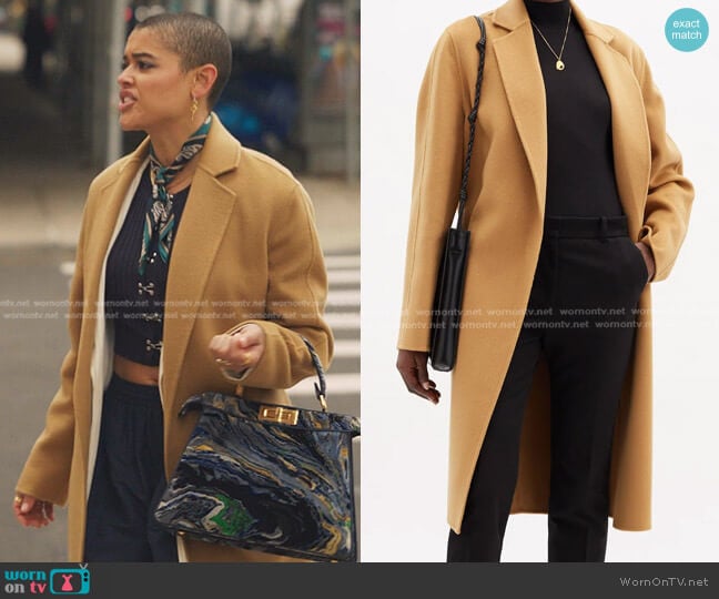 Joseph Cenda Wool-Blend Wrap Coat worn by Julien Calloway (Jordan Alexander) on Gossip Girl