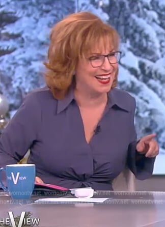 Joy’s blue twist front blouse on The View